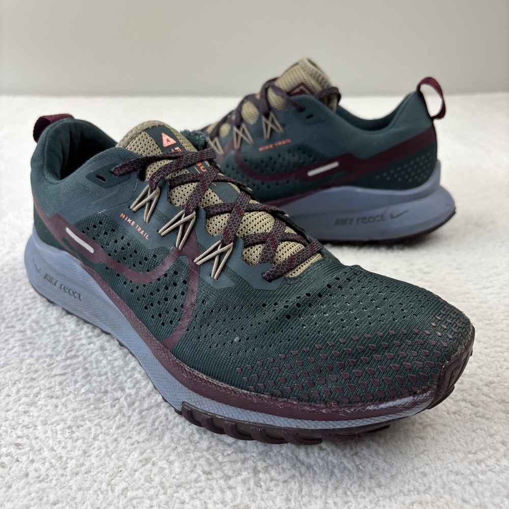 NIKE 'Pegasus Trail 4' Womens Trail Running Shoes Size 10 Green React Athletic